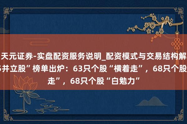 天元证券-实盘配资服务说明_配资模式与交易结构解读 “2025并立股”榜单出炉：63只个股“横着走”，68只个股“白勉力”